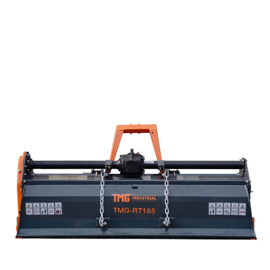 65" 3-Point Hitch Rotary Tiller, 30-50 HP Tractor, 3" Tilling Depth, PTO Shaft Included, Category 1 & 2 Hookup, TMG-RT165