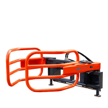 72" Skid Steer Hydraulic Round Bale Gripper/Squeeze, 2500 lb Capacity, 35" Depth, Dual Kickstands, Tubular Arms, Universal Quick-Mount, TMG-SBG72