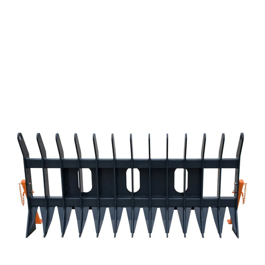 72" Skid Steer Root Debris Rake Attachment, Universal Mount, 6" Tine Spacing, 30-50 HP Skid Steers, TMG-SDR72
