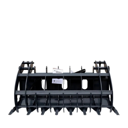 72" Skid Steer Root Rake Grapple Attachment, Universal Mount, 53" Jaw Opening, 9" Tine Spacing, 3000 lb Weight Capacity, TMG-RG72