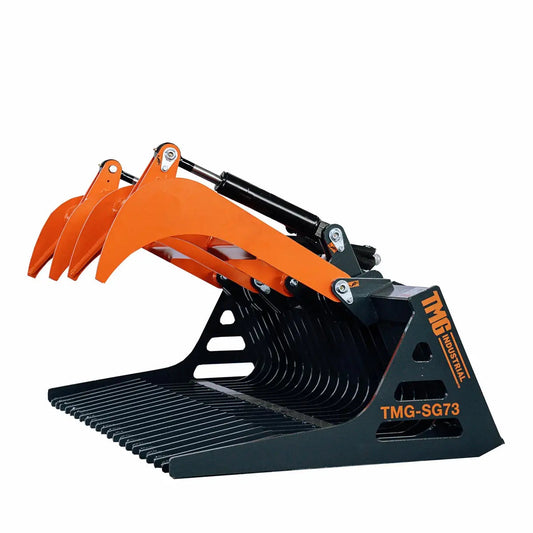 72" Skid Steer Skeleton Grapple Attachment, Universal Mount, 34" Arm Opening, 3" Tine Spacing, 2600 lb Weight Capacity, TMG-SG73