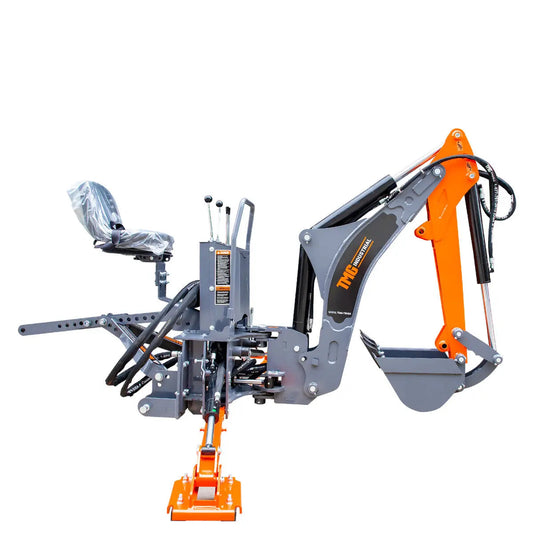 8-ft Tractor Swing Backhoe Attachment, Category 1 Hookup, 180° Boom and Bucket Rotation, 12" Bucket Included, TMG-TBH88