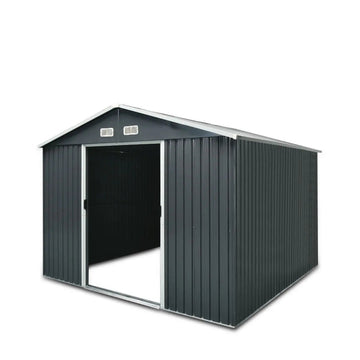 8’ x 10’ Galvanized Apex Roof Metal Shed, 29 GA Corrugated Metal, 67" Edge Height, TMG-MS0810