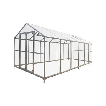 8' x 20' Greenhouse with Galvanized Steel Frame, Polycarbonate Twin-Wall Roof and Crystal-Clear Solid Walls TMG-GH821