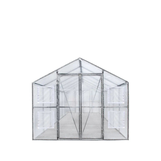 8’ x 26’ Greenhouse Grow Tent w/20 Mil Ripstop Leno Mesh PVC Cover, Galvanized Steel Frame, Roll-up Windows, TMG-GH826