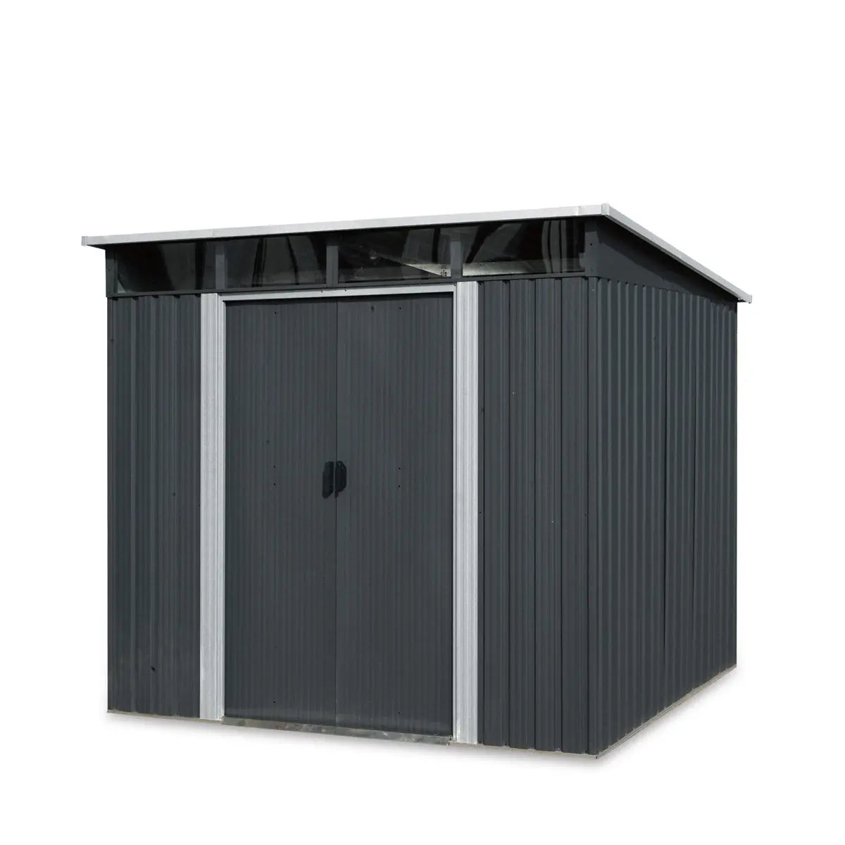 8’ x 9’ Galvanized Metal Pent Shed w/Skylight, 29 GA Corrugated Metal, 80" Peak Ceiling, TMG-MS0809P