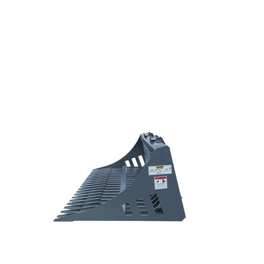 84" Skid Steer Rock Skeleton Bucket Attachment, Solid Steel, Universal Mount, 4" Tine Spacing, 45-70 HP, TMG-SB84