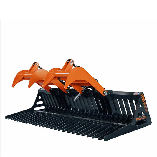 84" Skid Steer Skeleton Grapple Attachment, Universal Mount, 34" Arm Opening, 3" Tine Spacing, 2600 lb Weight Capacity, TMG-SG85