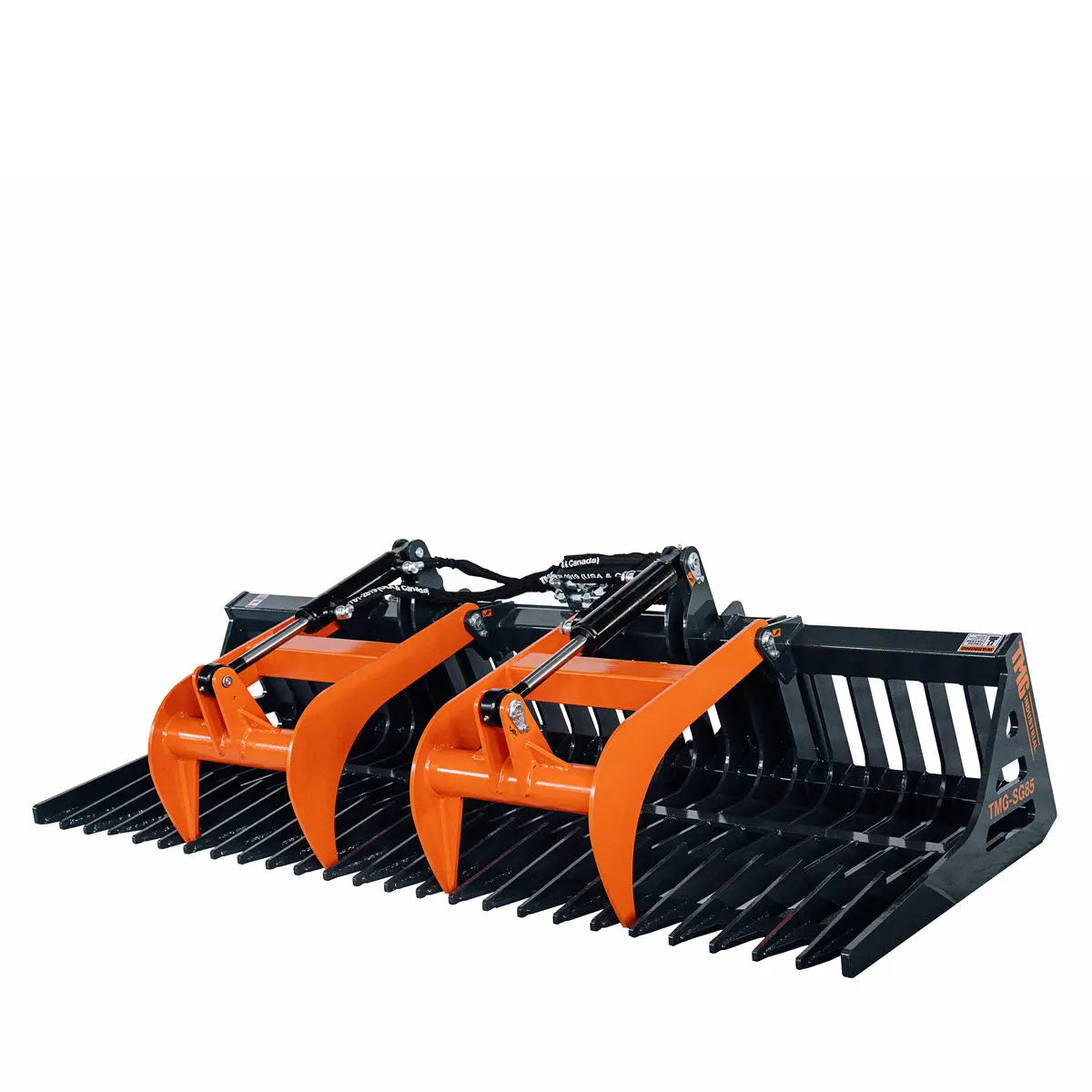 84" Skid Steer Skeleton Grapple Attachment, Universal Mount, 34" Arm Opening, 3" Tine Spacing, 2600 lb Weight Capacity, TMG-SG85