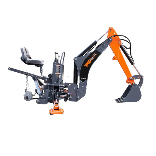 9-ft Tractor Swing Backhoe Attachment, Category 1 & 2, 180° Boom and Bucket Rotation, 15" Bucket Included, TMG-TBH90