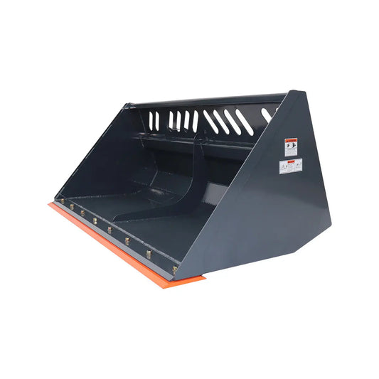 Heavy-Duty 72" Skid Steer Snow/Mulch Bucket, Bolt-On Cut Edge, 1500-lb Weight Capacity, Universal Quick Mount, TMG-SN72
