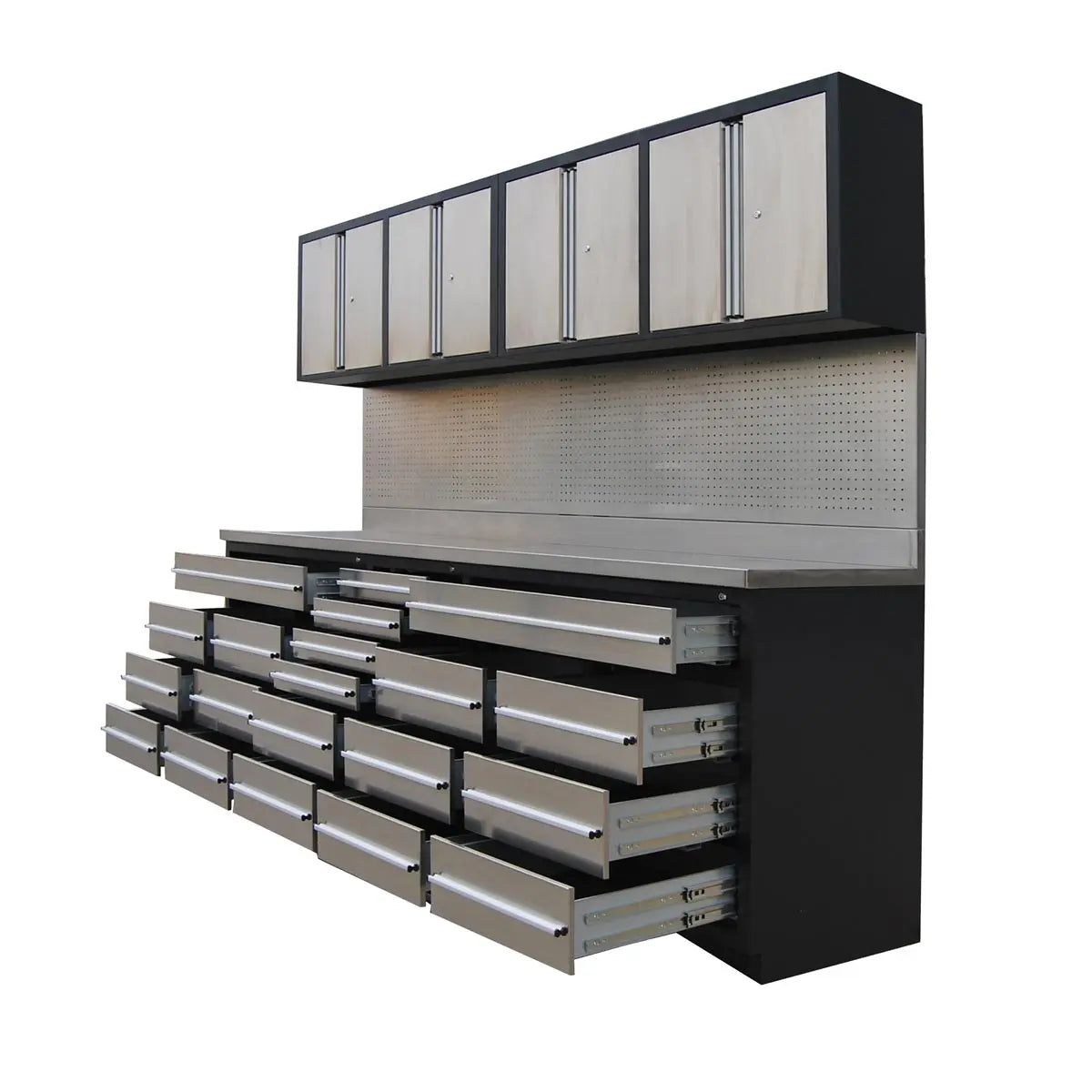 Pro Series 10-FT Stainless Steel Workbench with 20 Lockable Drawers & Cabinets – TMG-WBC20DS