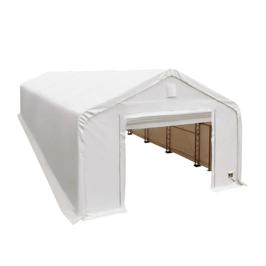 Pro Series 20' x 63' Dual Truss Storage Shelter with Heavy Duty 17 oz PVC Cover & Drive Through Doors, TMG-DT2064-PRO