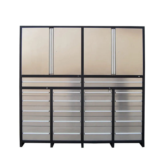 Pro Series 7-Ft 22 Drawer Stainless Steel Storage Chest, Top Cabinets, All-in-One Welded Frame, Keyed Alike Locks, TMG-SC22DS