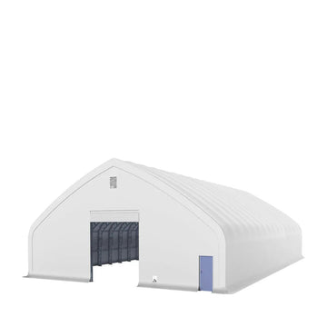 Pro Series 70' x 100' Dual Truss Storage Shelter with Heavy Duty 32 oz PVC Cover & Drive Through Doors, TMG-DT70100-PRO
