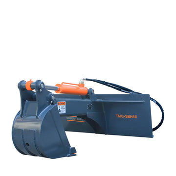 Skid Steer Backhoe Attachment, 12" Bucket Included, 30-60 HP Carriers, 59" Digging Depth, TMG-SBH45