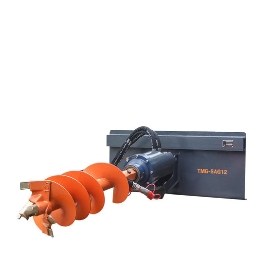 Skid Steer Post Hole Auger Drive Attachment, 12" Diameter Auger, 48" Drilling Depth, Standard Flow, TMG-SAG12