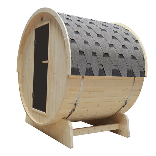 TMG LIVING Outdoor White Pine Barrel Sauna, Three Person, Tempered Glass Door, TMG-LSN41