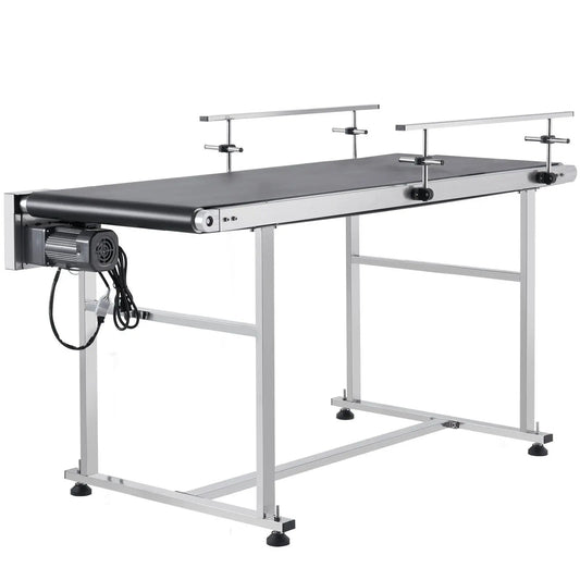 59" x 23.6" Motorized Belt Conveyor, Stainless Steel Frame, Adjustable Speed, Anti-Static PVC Belt, DOBA-CB59