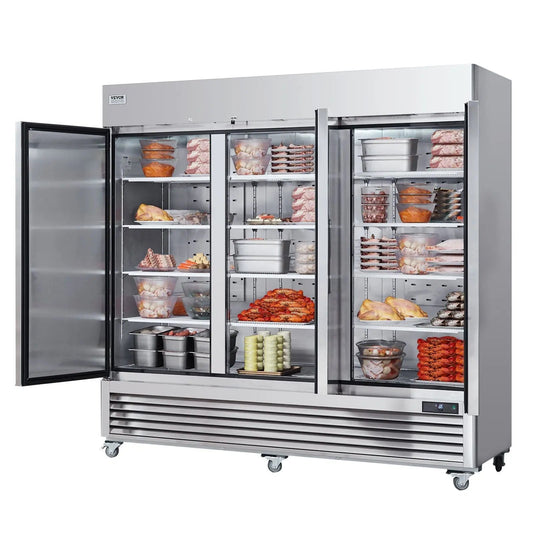 60.42 Cu.ft Upright Freezer, 82.5" Wide, 3 Doors, Auto-Defrost, 12 Adjustable Shelves, DOBA-FZ60