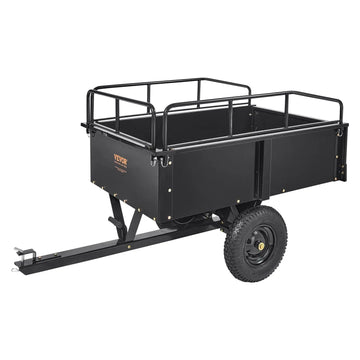 750 lbs Steel Dump Cart, 15 Cu. Ft Capacity, Removable Sides, Heavy-Duty Trailer for ATV/Lawn Mower, DOBA-DC750