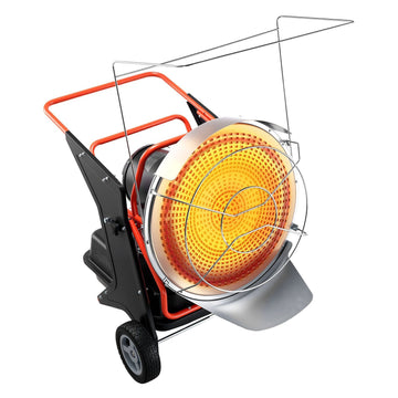 125,000 BTU Radiant Kerosene/Diesel Heater, Portable Industrial Space Heater with Adjustable Temperature & Wheels, DOBA-RH125