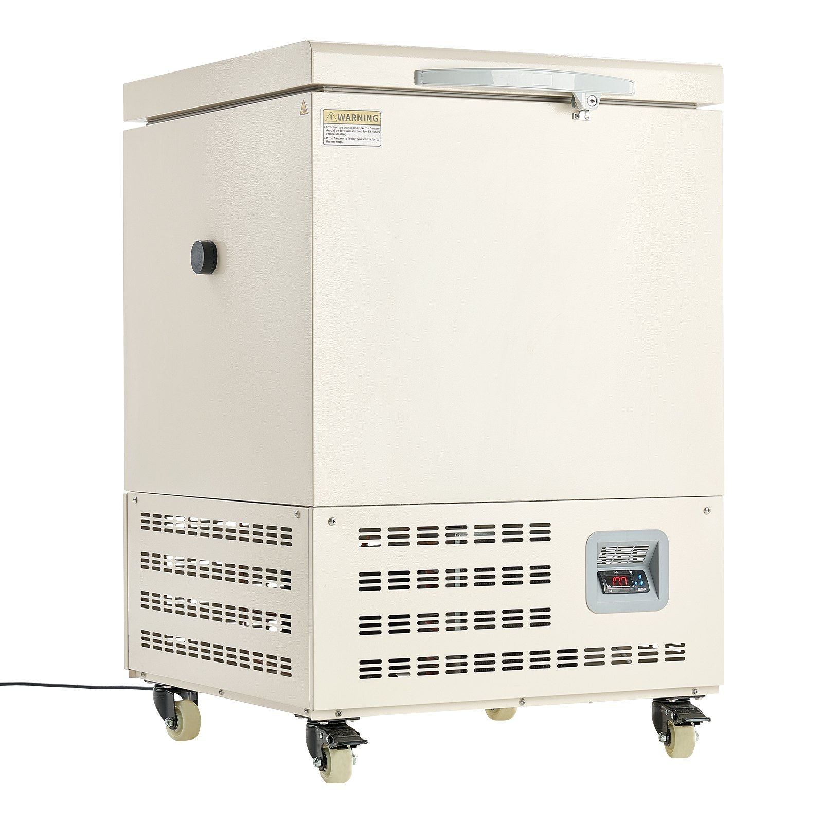 Ultra Low Temperature Freezer, 58 L, −40°F to −123°F Adjustable Temp Range, with Rollers and Digital Display, 304 Stainless Steel Liner, Low Temperature Lab Freezer for Laboratory Samples Storage