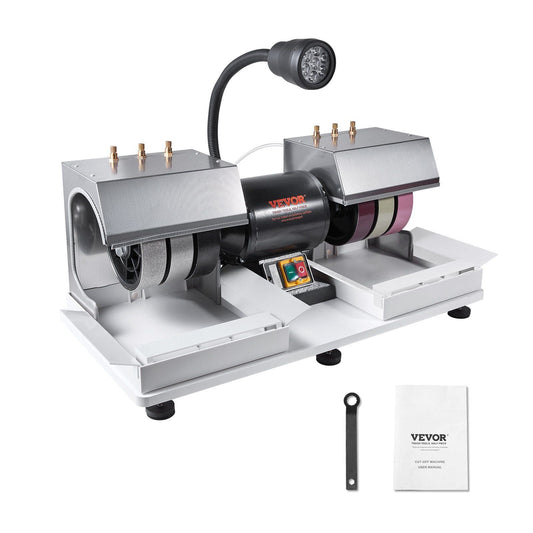 6" Cabbing Machine, 1/4HP 1800 RPM Lapidary Grinder Polisher, Lamp & Water Pump Included, Gem and Stone Faceting Machine, DOBA-CM6