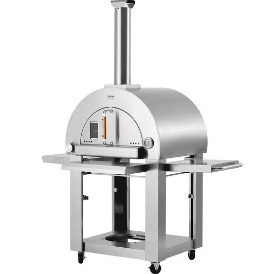22" Outdoor Pizza Oven, Portable Pellet/Gas Powered, Casters for Easy Mobility, Ideal for Camping, DOBA-PO22