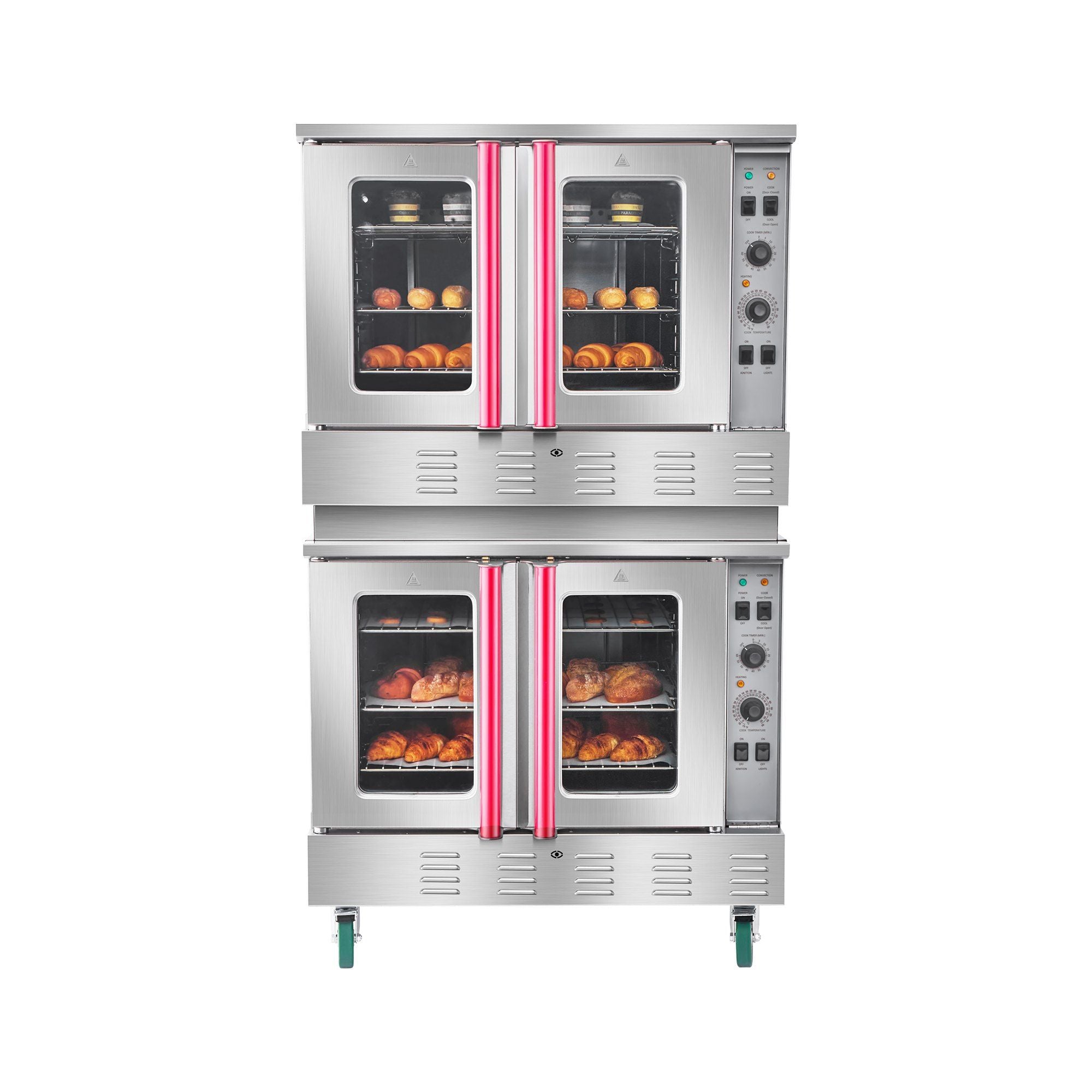 Double Deck Gas Convection Oven, 14 cu.ft Full-Size Commercial Convection Oven, 40, 000 BTU x 2 Powerful Burners, Natural Gas Commercial Ovens with Two Fan Modes, for Bakery, Restaurant & Kitchen