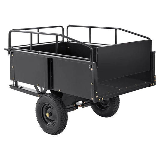 750 lbs Steel Dump Cart, 15 Cu. Ft Capacity, Removable Sides, Heavy-Duty Trailer for ATV/Lawn Mower, DOBA-DC750
