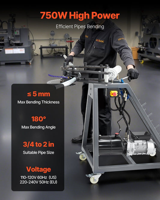 Electric Tube Bending Machine 750W Pipe Tubing Bender with 6L Hydraulic Cylinder