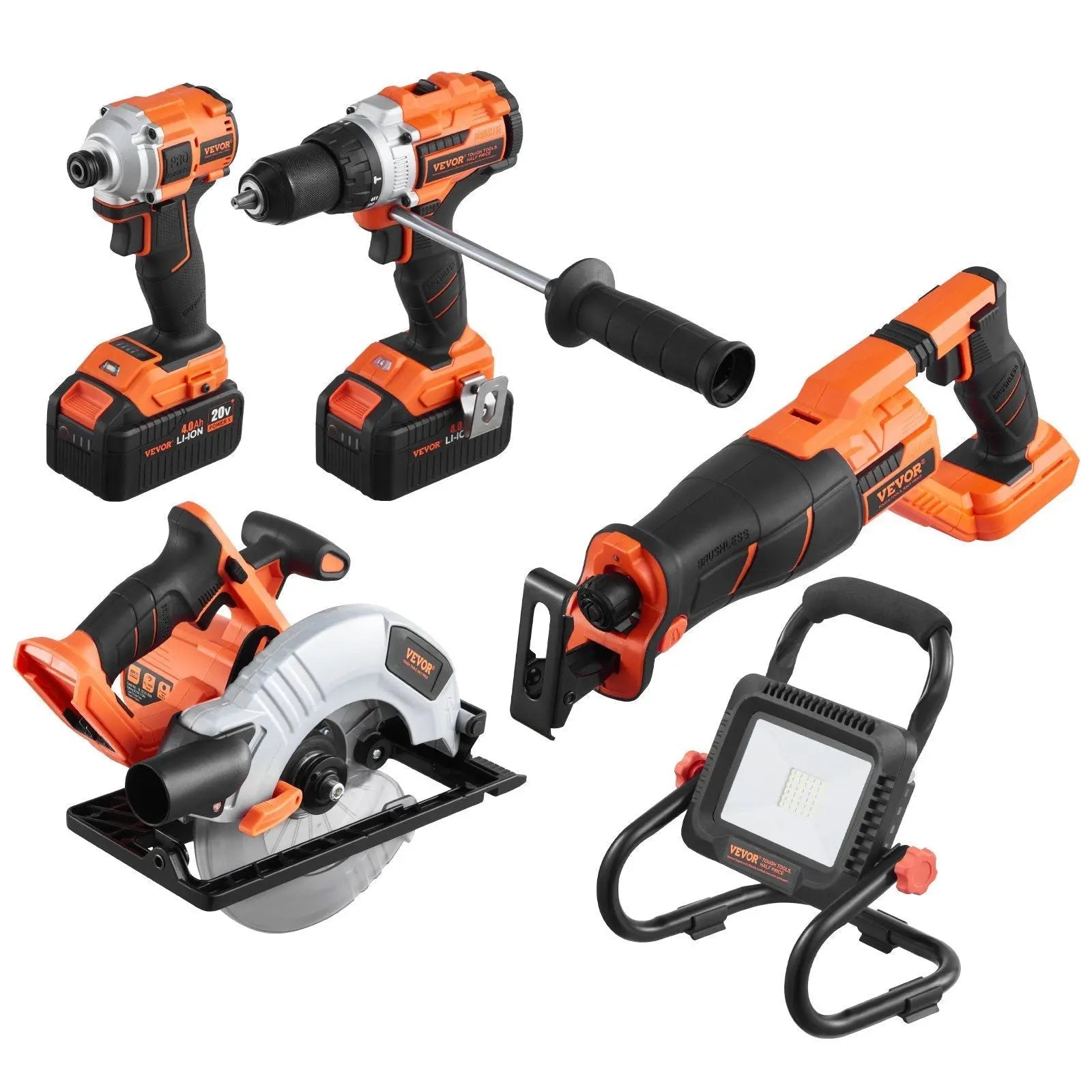 20V Brushless 5-Tool Cordless Power Tool Combo Kit, Includes Batteries, DOBA-TK20V
