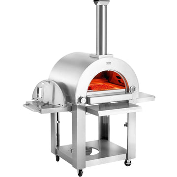 22" Outdoor Pizza Oven, Portable Pellet/Gas Powered, Casters for Easy Mobility, Ideal for Camping, DOBA-PO22