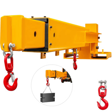 VEVOR Forklift Mobile Crane 6000lbs/3T Capacity, Forklift Crane Attachment 2 Hooks, Forklift Lifting Hoist w/ Truss Jib Boom, Forklift Extension, Forklift Boom Attachment Towing Handling Equipment