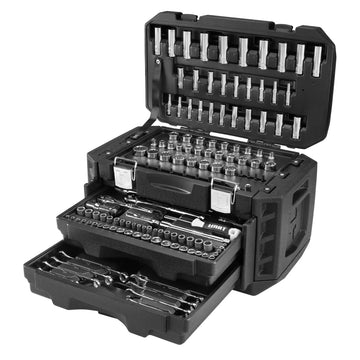 215-Piece Mechanics Tool Set, Multiple Drive Sizes, Chrome Finish, Comprehensive Kit for Auto Repairs, DOBA-MTS215