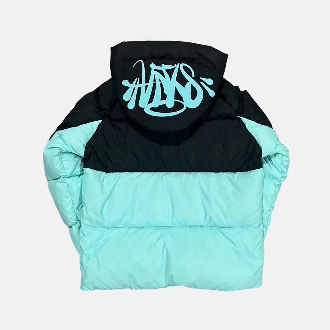 EA7117DE-8CDD-4EDD-8E69-E032975B44CF-1.jpg Syna World Logo Puffer Jacket - Black / Teal - Image 1