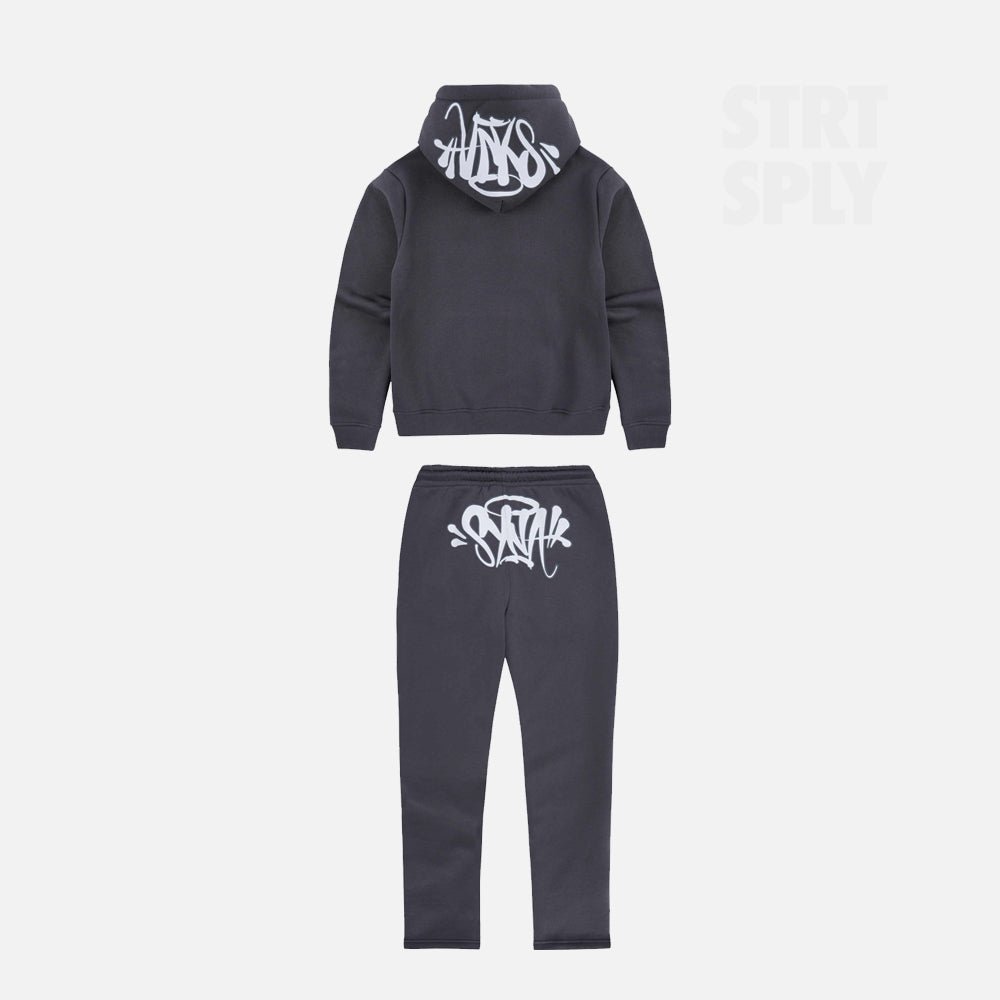 SYNAWORLDHOODEDTRACKSUITOGROPELOGOCENTRALCEESTRTSPLYDARKGREYWHITE-1.jpg Syna World Logo Tracksuit - Dark Grey / White - Image 1