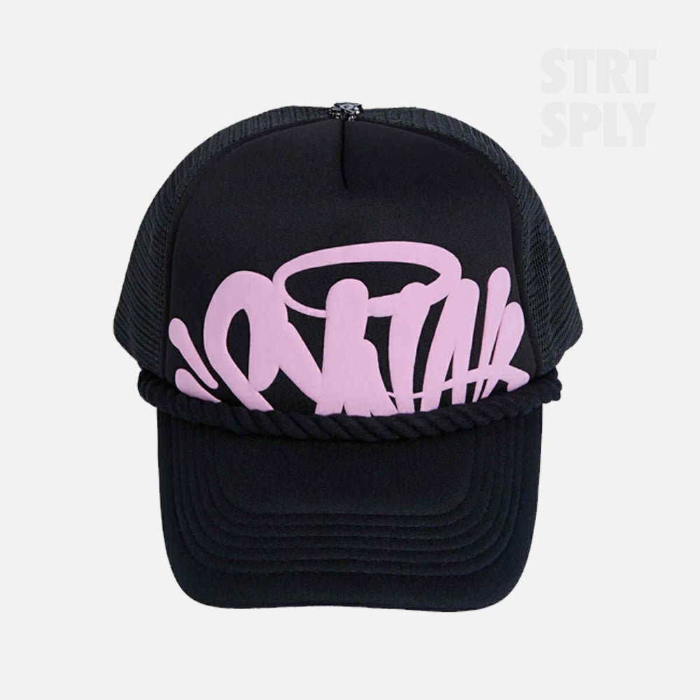 SYNAWORLDTRUCKERCAPBLACKPINKLILACSTRTSPLYCENTRALCEE-1.jpg Syna World Rope Trucker Hat - Black / Lilac - Image 1