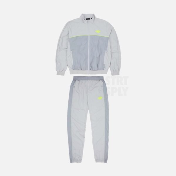 Syna World Logo Shell Tracksuit - Light Grey / Volt