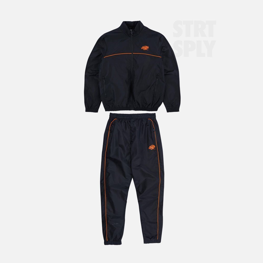 Syna World Logo Shell Tracksuit - Black / Orange - Image 1