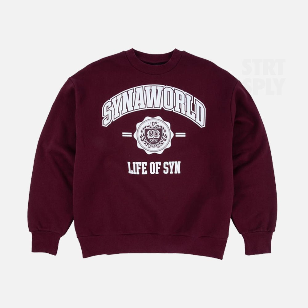 SYNA_WORLD_BURGUNDY_COLLEGE_SWEATER_CENTRAL_CEE_STRT_SPLY_5346cecd-5701-4db2-9be8-c062abec340c-1.jpg Syna World College Crew Sweater - Burgundy - Image 1