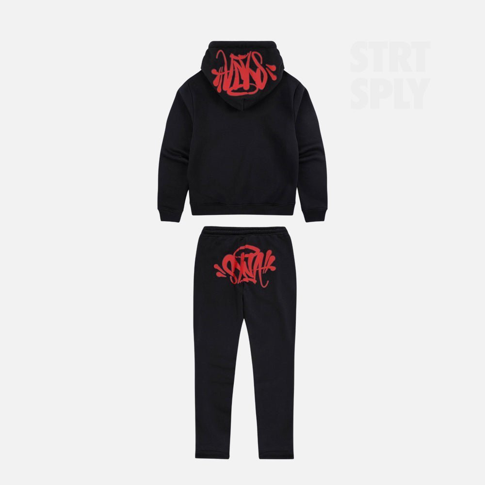 SYNA_WORLD_BY_CENTRAL_CEE_TRACKSUIT_BLACK_RED_STRT_SPLY_OG_ROPE_LOGO-1.jpg Syna World Logo Tracksuit - Black / Red - Image 1