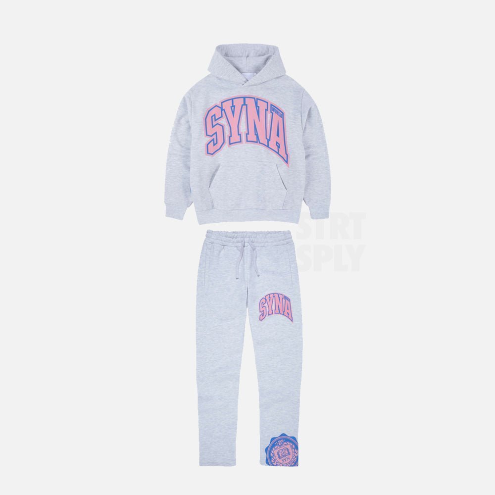 Syna World College Logo Tracksuit - Grey / Pink - Image 1