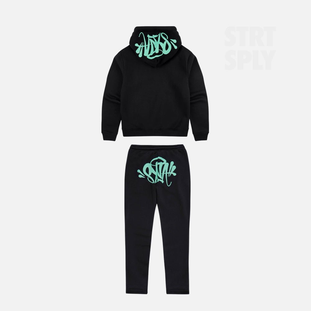 SYNA_WORLD_OG_ROPE_LOGO_HOODIE_JOGGER_TRACKSUIT_BLACK_TEAL_BLUE_STRT_SPLY_CENTRAL_CEE-1.jpg Syna World Logo Tracksuit - Black / Teal - Image 1