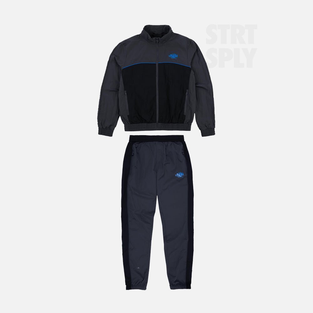 SYNA_WORLD_SHELLSUIT_BLACK_BLUE_CENTRAL_CEE_STRT_SPLY_df47f0f7-8522-49f5-ab1d-687ed17856e4-1.jpg Syna World Logo Shell Tracksuit - Black / Grey / Blue - Image 1