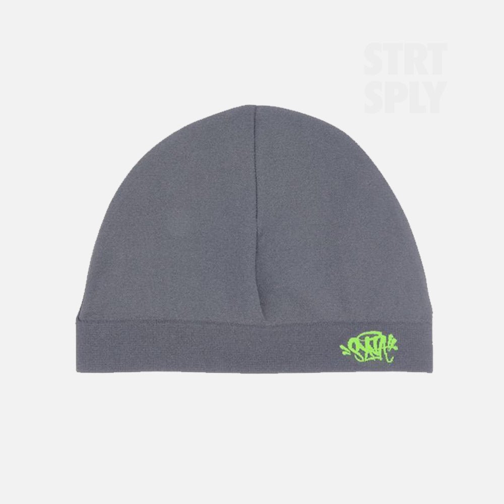 SYNA_WORLD_SKULL_HAT_BEANIE_CENTRAL_CEE_STRT_SPLY_GREY_YELLOW_GREEN-1.jpg Syna World Logo Skull Hat - Grey - Image 1