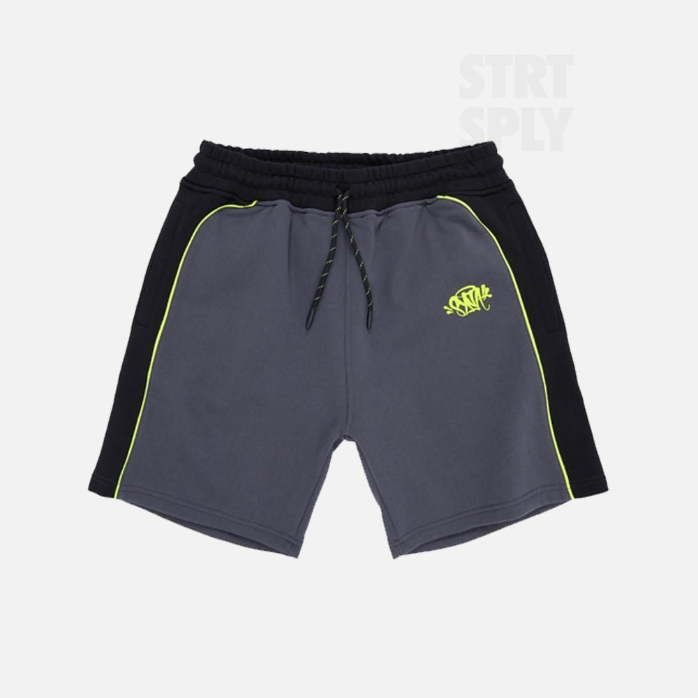 SYNA_WORLD_TEAM_PIPE_SHORTS_BLACK_VOLT_GREEN_CENTRAL_CEE_STRT_SPLY-1.jpg Syna World Team Pipe Shorts - Black / Grey / Volt Green - Image 1