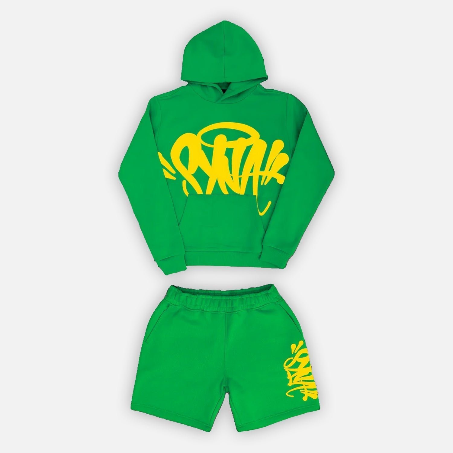 synaworldteamhoodieshorttwinsetgreenstrtsply-1.jpg Syna World Team Hoodie + Short Twinset - Green / Yellow - Image 1